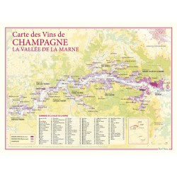 Carte de la Vallée de la Marne Benoît France 30 × 40 cm, vignobles de Champagne le long de la rivière
