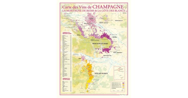 Carte de la Montagne de Reims et de la Côte des Blancs Benoît France 30 × 40 cm