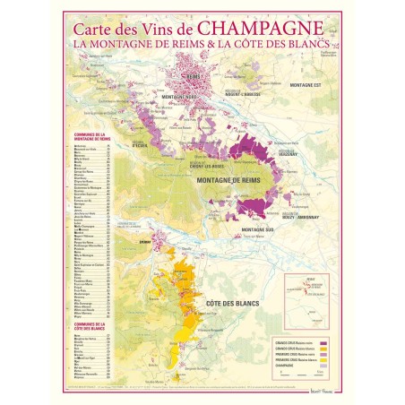 Carte de la Montagne de Reims et de la Côte des Blancs Benoît France 30 × 40 cm