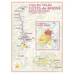 Carte des Côtes-du-Rhône septentrionales Benoît France 30 × 40 cm avec encart Cornas et Saint-Péray