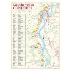Carte de Condrieu Benoît France 30 × 40 cm avec Château-Grillet et les lieux-dits