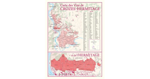 Carte de Crozes-Hermitage Benoît France 30 × 40 cm avec agrandissement de l’Hermitage