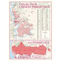 Carte de Crozes-Hermitage Benoît France 30 × 40 cm avec agrandissement de l’Hermitage