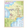Carte des vins de France Benoît France 30 × 40 cm, régions colorées et listes d’appellations