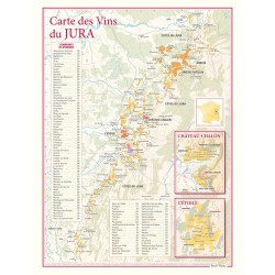 Carte des vins du Jura Benoît France 30 × 40 cm avec encarts Château-Chalon et L’Étoile