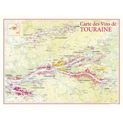 Carte des vins de Touraine Benoît France 30 × 40 cm, vignobles le long de la Loire