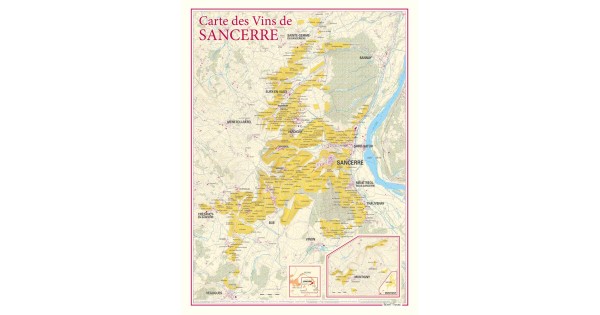 Carte des vins de Sancerre Benoît France 30 × 40 cm, communes et lieux-dits
