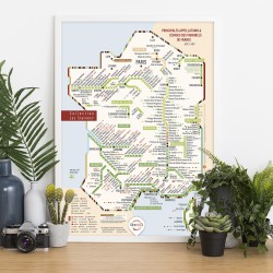 Carte des vins Les Stations Originale Géovitis présentée sous cadre, cadre non fourni