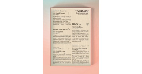 Guide des vins de Bourgogne imprimé dans la boîte du puzzle Water and Wines