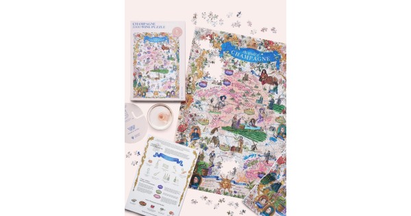 Puzzle Champagne Water and Wines avec affiche et guide illustré