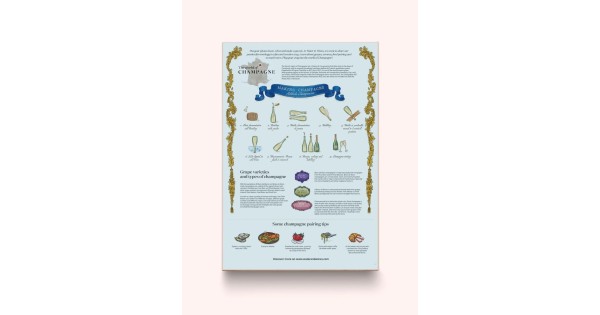 Guide illustré sur la boîte du puzzle Champagne Water and Wines