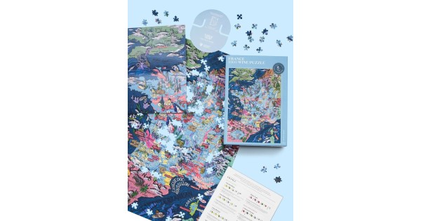 Puzzle des vins de France Water and Wines avec affiche et boîte illustrée