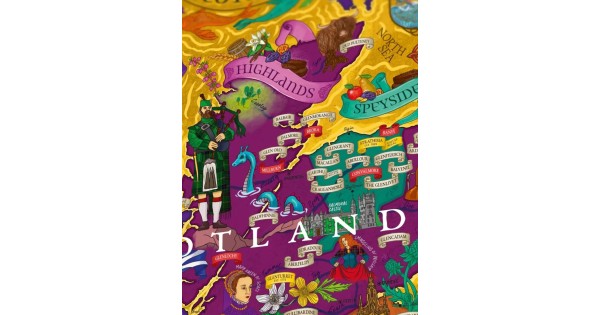 Détail de la carte Scotland du puzzle whisky Water and Wines