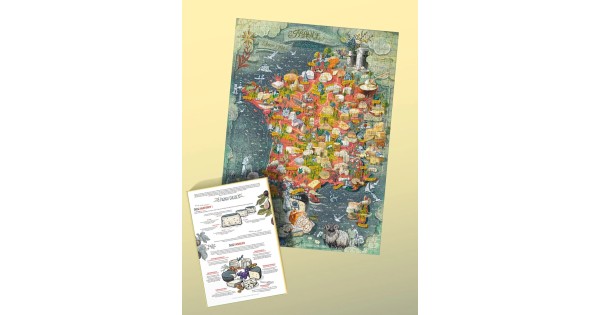 Puzzle des fromages de France Water and Wines avec son affiche et son guide