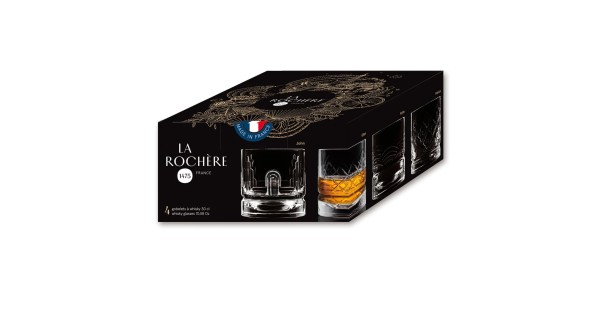 Coffret cadeau de quatre verres à whisky Dandy La Rochère