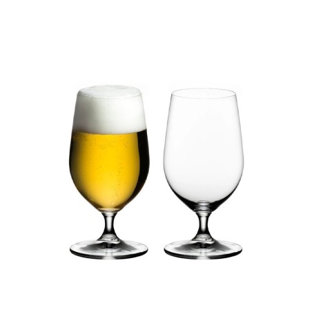 Paire de verres à bière Ouverture Beer Riedel, avec un verre rempli