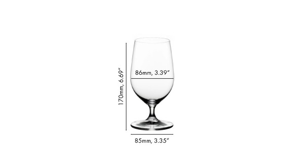 Schéma des dimensions du verre à bière Ouverture Beer Riedel