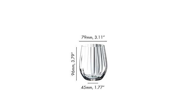 Schéma des dimensions du gobelet Optical O Riedel