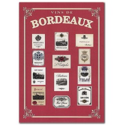 Plaque métal Étiquettes de Bordeaux 30 × 40 cm sur fond rouge