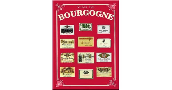 Plaque décorative en métal Étiquettes de Bourgogne 30 × 40 cm