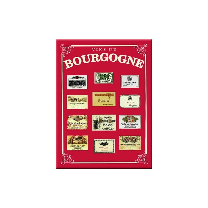 Plaque décorative en métal Étiquettes de Bourgogne 30 × 40 cm