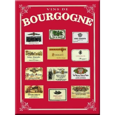 Plaque décorative en métal Étiquettes de Bourgogne 30 × 40 cm