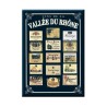Plaque métal Étiquettes de la Vallée du Rhône sur fond bleu, 30 × 40 cm