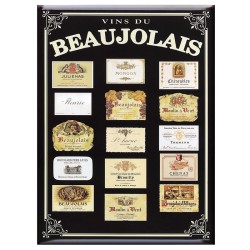 Carte métal Étiquettes du Beaujolais 15 × 21 cm sur fond noir