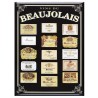 Carte métal Étiquettes du Beaujolais 15 × 21 cm sur fond noir