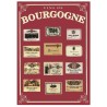 Carte décorative métal Étiquettes de Bourgogne 15 × 21 cm, fond rouge