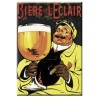 Carte métal Bière de l’Éclair avec personnage et grand verre de bière, 15 × 21 cm