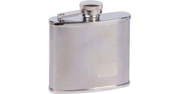 Flasque Haller en inox 12 cl, face texturée et bouchon à vis attaché
