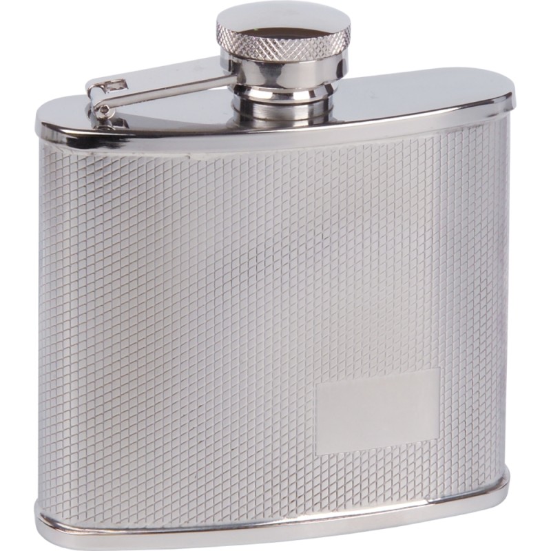 Flasque Haller en inox 12 cl, face texturée et bouchon à vis attaché