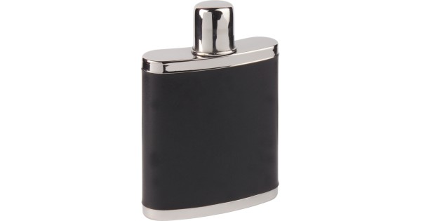 Flasque Haller 20 cl en inox et cuir noir avec son couvercle gobelet