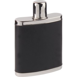 Flasque Haller 20 cl en inox et cuir noir avec son couvercle gobelet