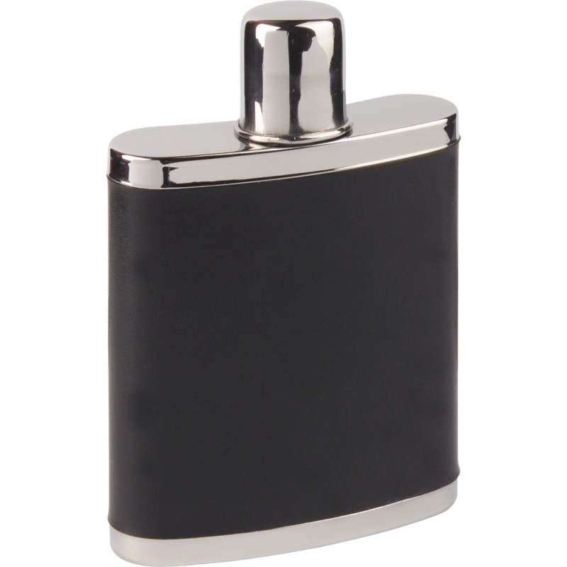 Flasque Haller 20 cl en inox et cuir noir avec son couvercle gobelet
