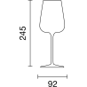 Dimensions du verre Étoilé Blanc Xtreme Italesse, hauteur 245 mm et diamètre 92 mm