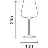 Schéma du verre Étoilé Noir Xtreme Italesse, hauteur 245 mm et diamètre 109 mm
