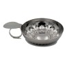 Tastevin en inox Roger Orfèvres, vue oblique de la coupelle et de l’anneau pouçette