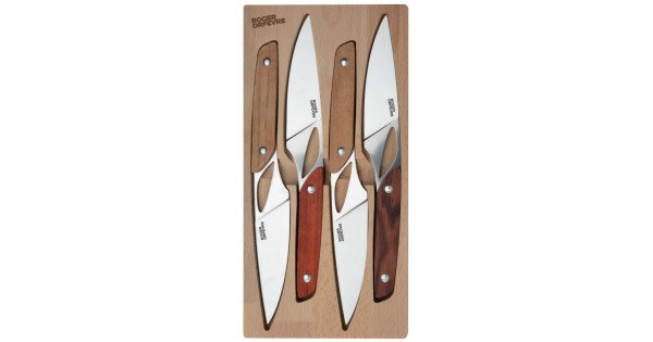 Coffret de quatre couteaux Chalopin Roger Orfèvres à manches en bois assortis