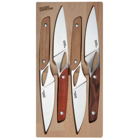 Coffret de quatre couteaux Chalopin Roger Orfèvres à manches en bois assortis