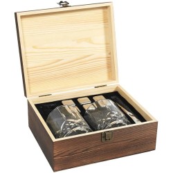 Coffret whisky Gentleman ouvert avec ses verres et accessoires rangés