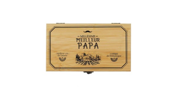 Couvercle en bambou du coffret Millésime Meilleur Papa The Concept Factory