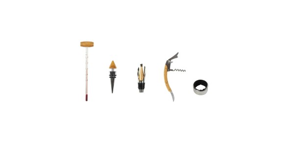 Thermomètre, bouchons, sommelier et collier du coffret Meilleur Papa