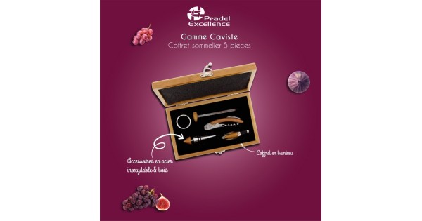 Visuel Pradel Excellence du coffret sommelier en bambou à cinq pièces