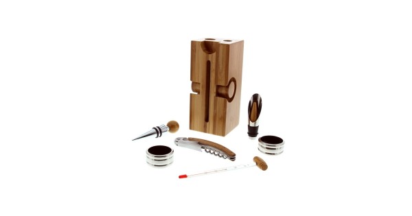 Bloc Pradel Excellence avec sommelier, bouchons, thermomètre et colliers sortis du support