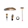 Accessoires du bloc sommelier Pradel : tire-bouchon, thermomètre, bouchon, verseur et collier