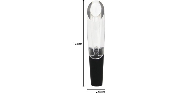 Vue du verseur Vinturi On-Bottle avec repères de dimensions