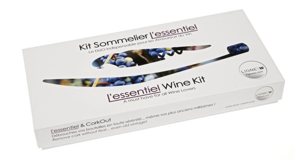 Boîte blanche du kit sommelier L’essentiel et CorkOut Ligne W