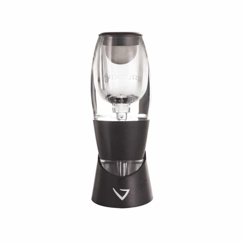 Aérateur Classic Vinturi V1010 avec filtre dans sa chambre et base anti-gouttes